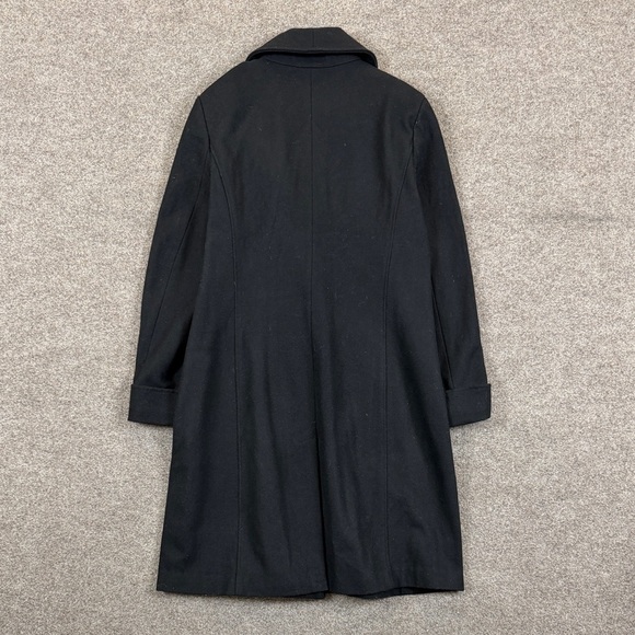 Vintage Black Wool Blend Double Breasted Long Overcoat Women’s 16 Shawl Collar - Picture 2 of 10